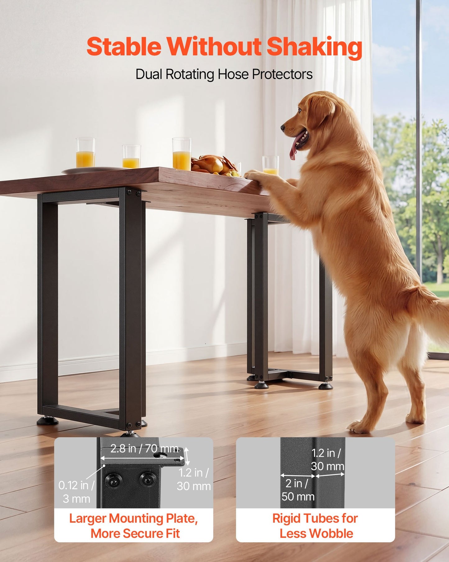 Heavy Duty Steel Table Legs 29.1 Inch Square T-Shape Support for Home & Office Desks - Black, Set of 2