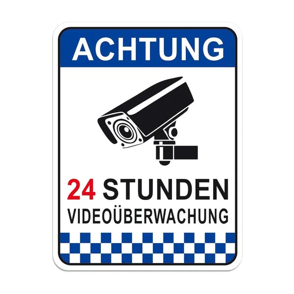 German Security Warning Sign - Aluminum, 12x8 inches