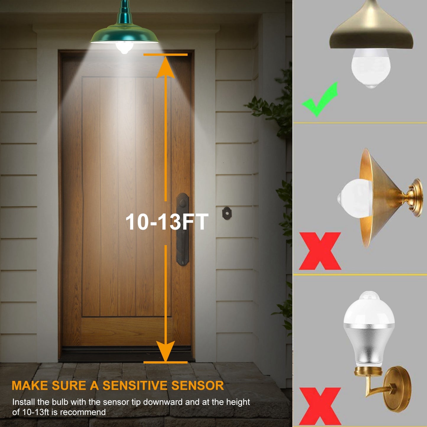 E27 Motion Sensor LED Light Bulb 9W Dusk to Dawn Indoor Outdoor