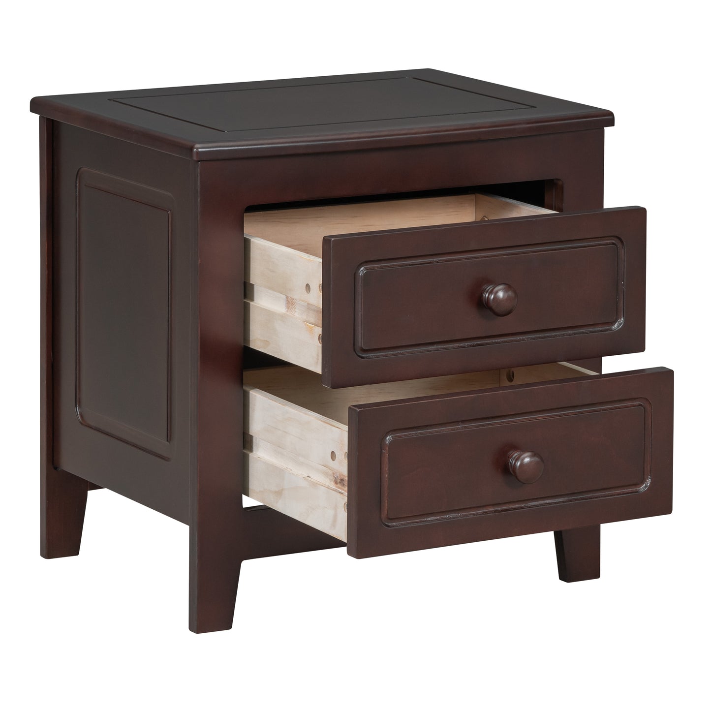 2-Drawer Nightstand For Bedroom, Mid Century Retro Bedside Table With