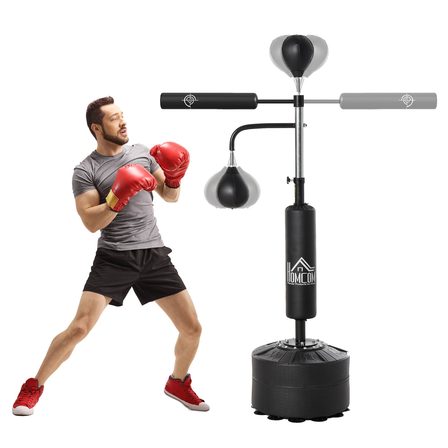 4-in-1 Boxing Punching Bag Stand with Speedballs & Reflex Bar