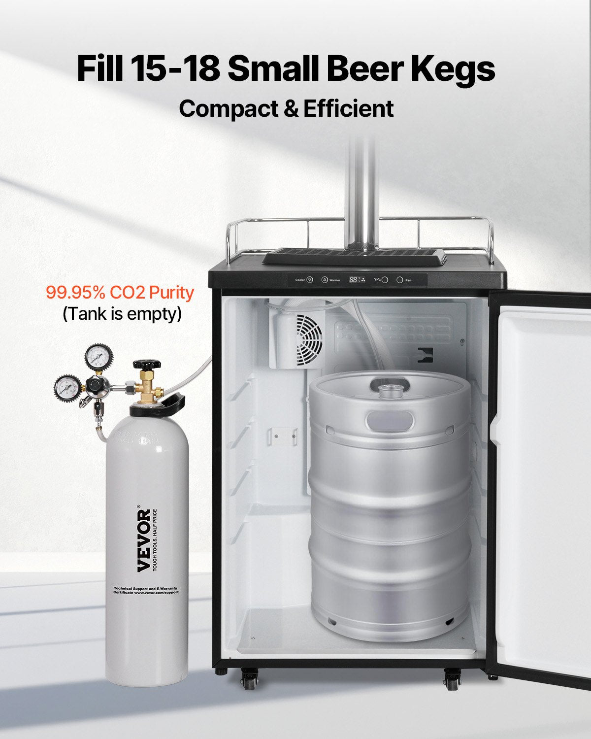 15 lbs CO2 Tank - Lightweight Aluminum Cylinder with CGA320 Valve