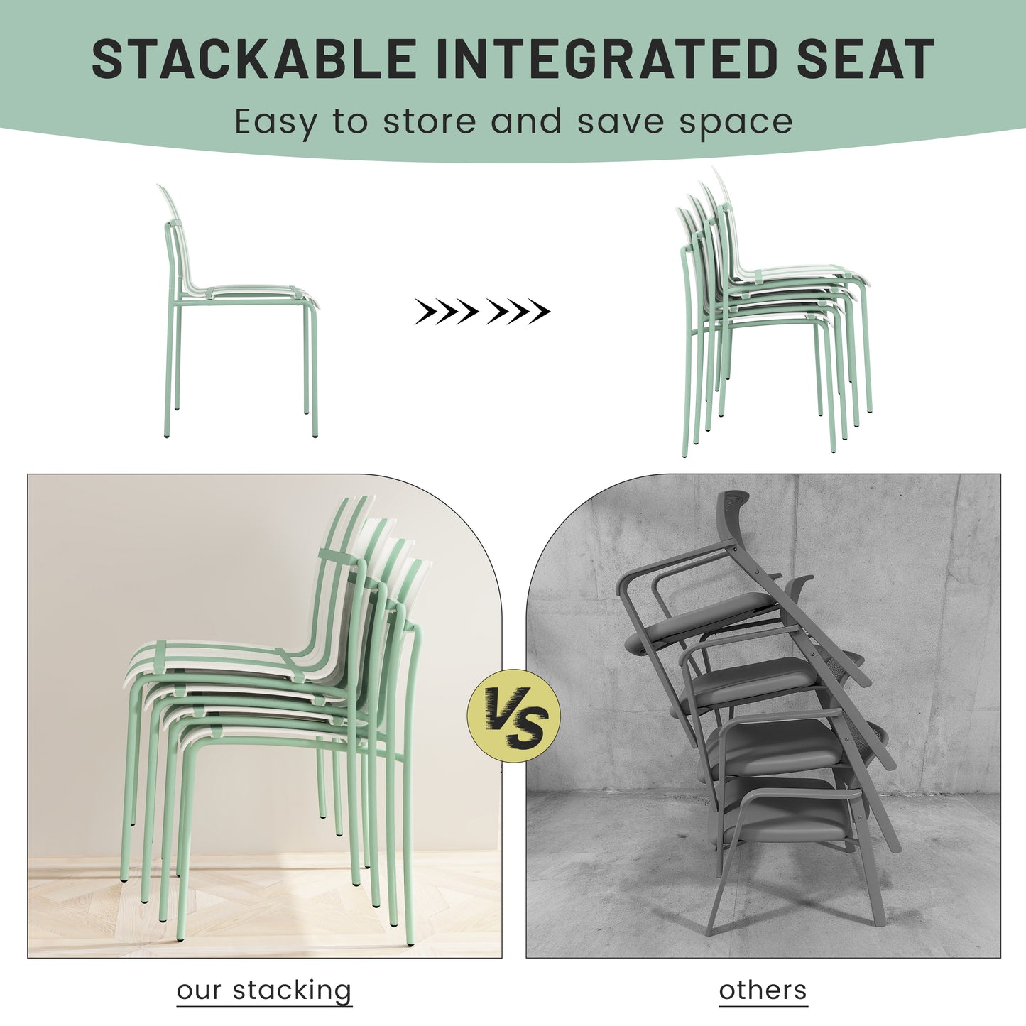 Modern Striped Color Block Chairs 4-Pack with Round Table - Waterproof