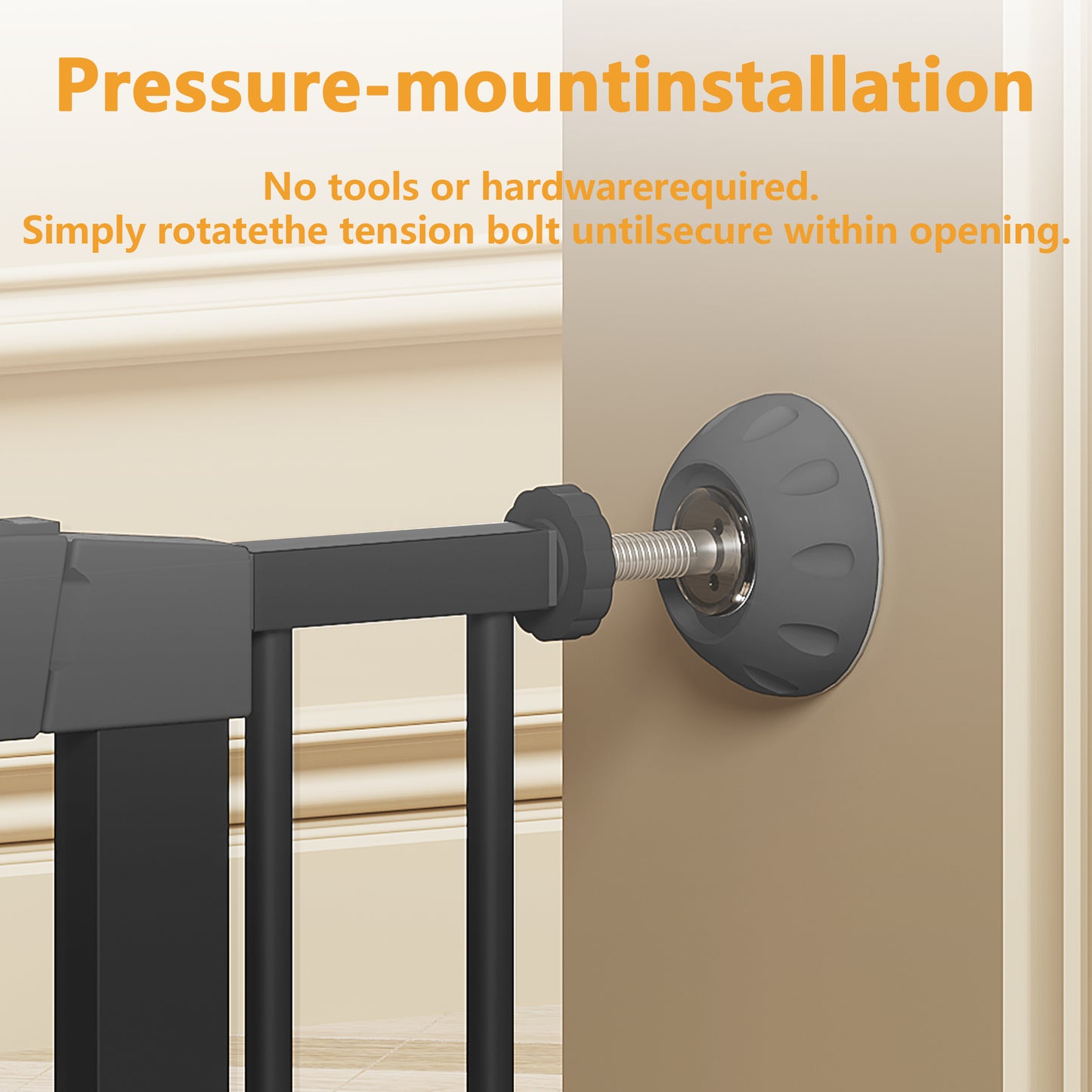 Pressure Mounted Baby Gate with Walk-Through Design - Black