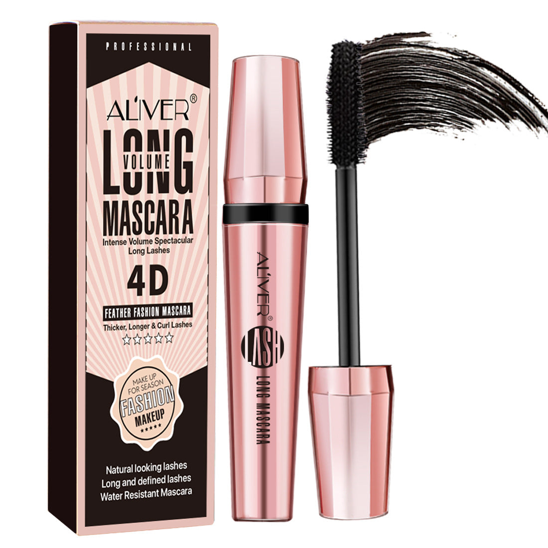 Pink Waterproof 4D Mascara - Long-Lasting Volumizing Curling Makeup