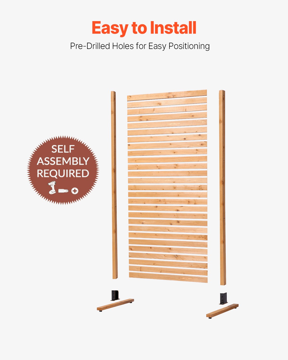 Wooden Privacy Screen 36x76 Inches Outdoor Freestanding Garden Divider Natural Finish