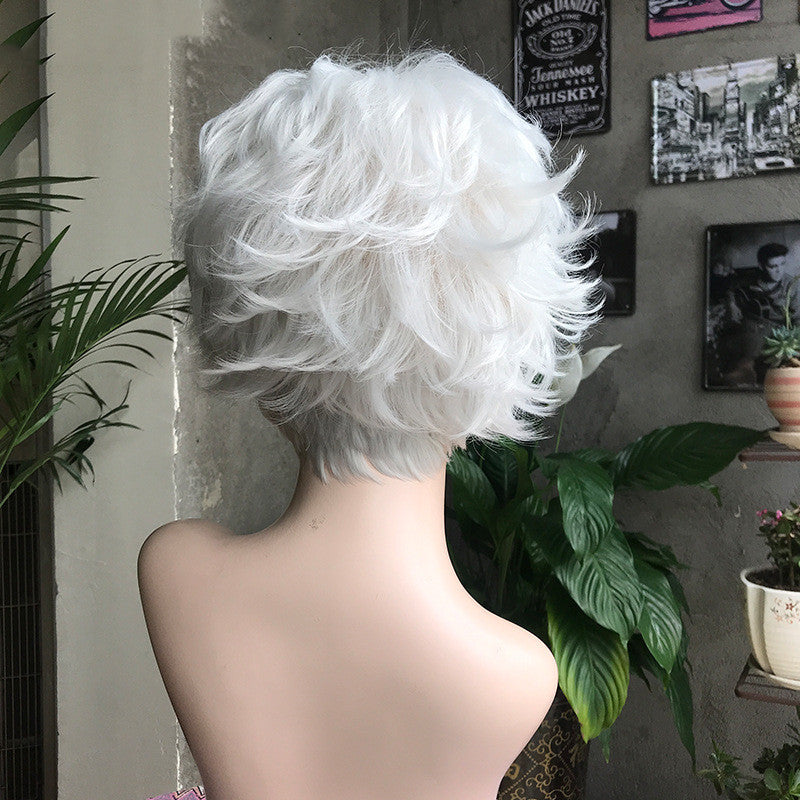 White Synthetic Cosplay Wig - 6inch Short Length