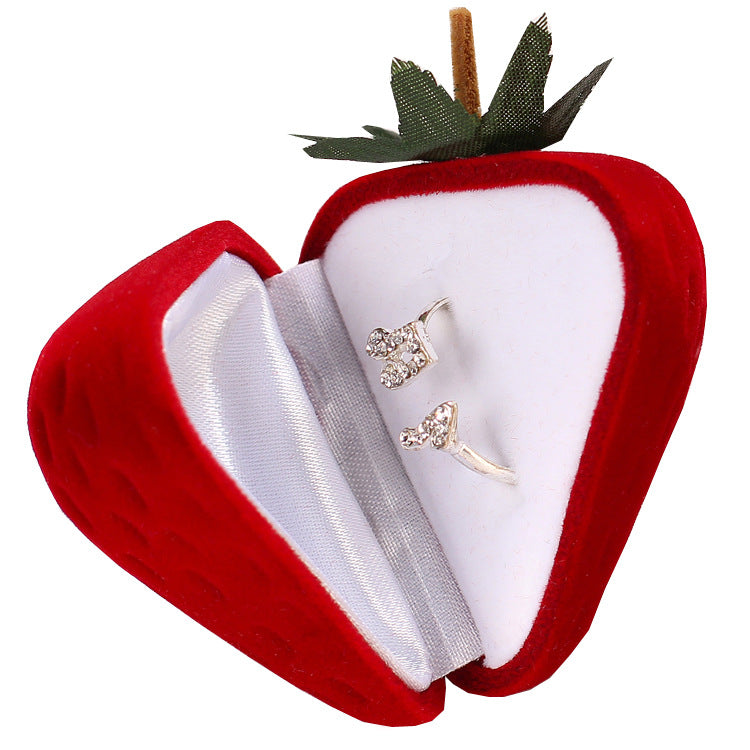 Red Strawberry Jewelry Ring Box - Proposal & Earring Storage