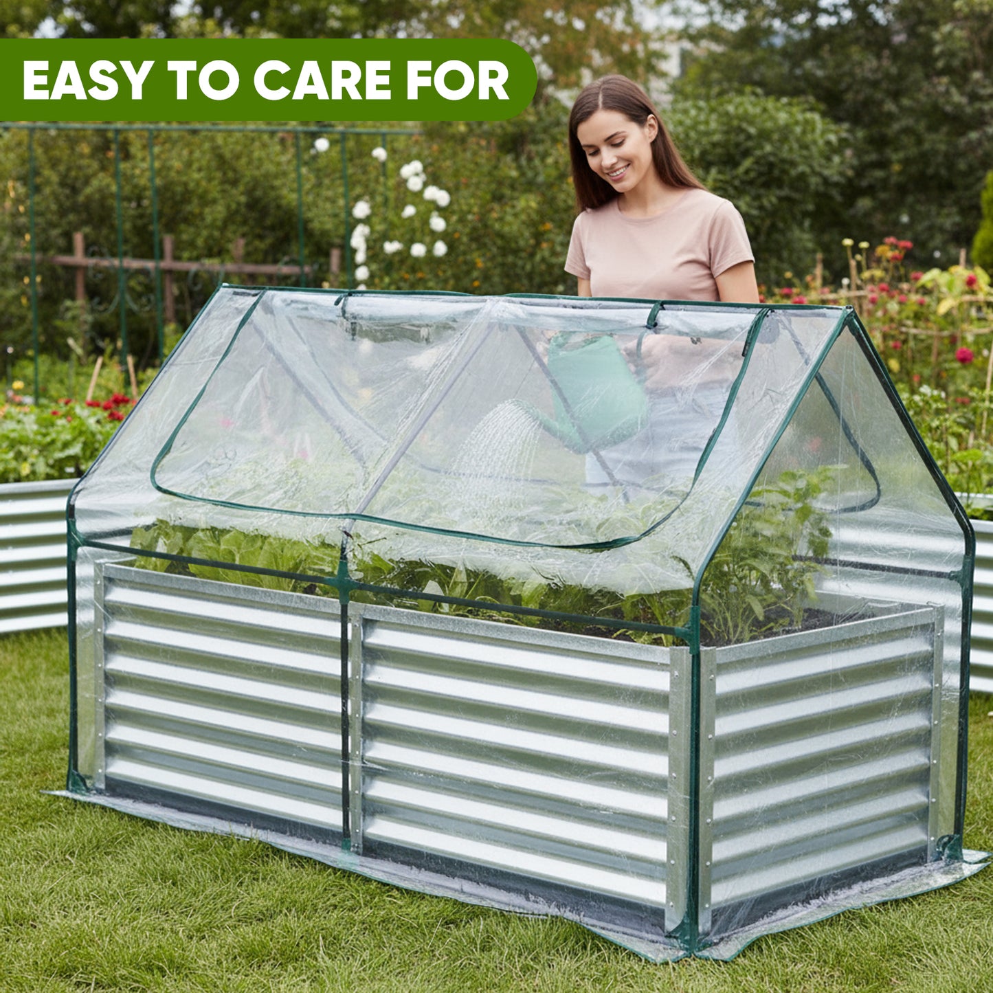 Greenhouse with Double Zipper Doors Waterproof UV Protection for Flowers, Vegetables & Herbs - Multiple Sizes