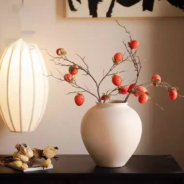 Wabi-Sabi Ceramic Vase for Home Decor - Pink & White Tabletop Flower Vase