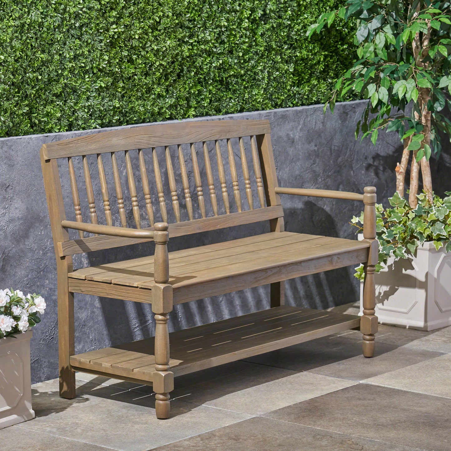 Imperial Grey Wooden Bench - 51" Length