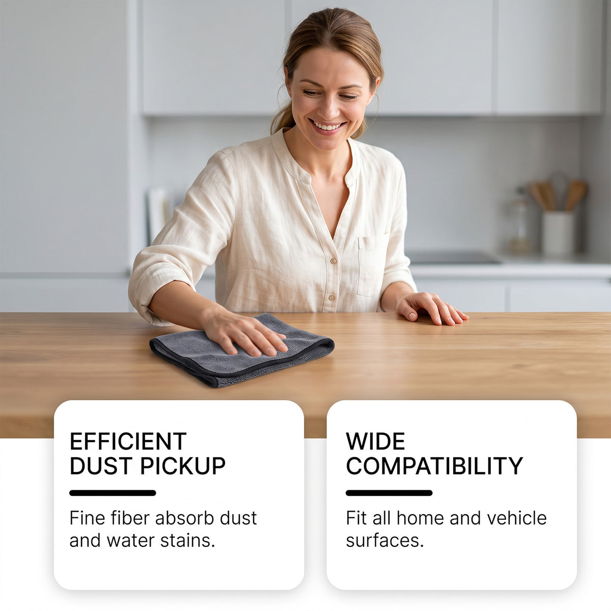 Multi-Purpose Cleaning Cloths 6 Pieces for Car, Kitchen, and Home Surfaces