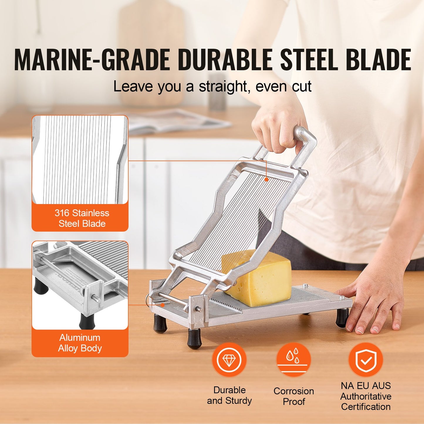 Ultra-Thin Cheese Slicer with Wire - Durable Kitchen Cutter, Silver
