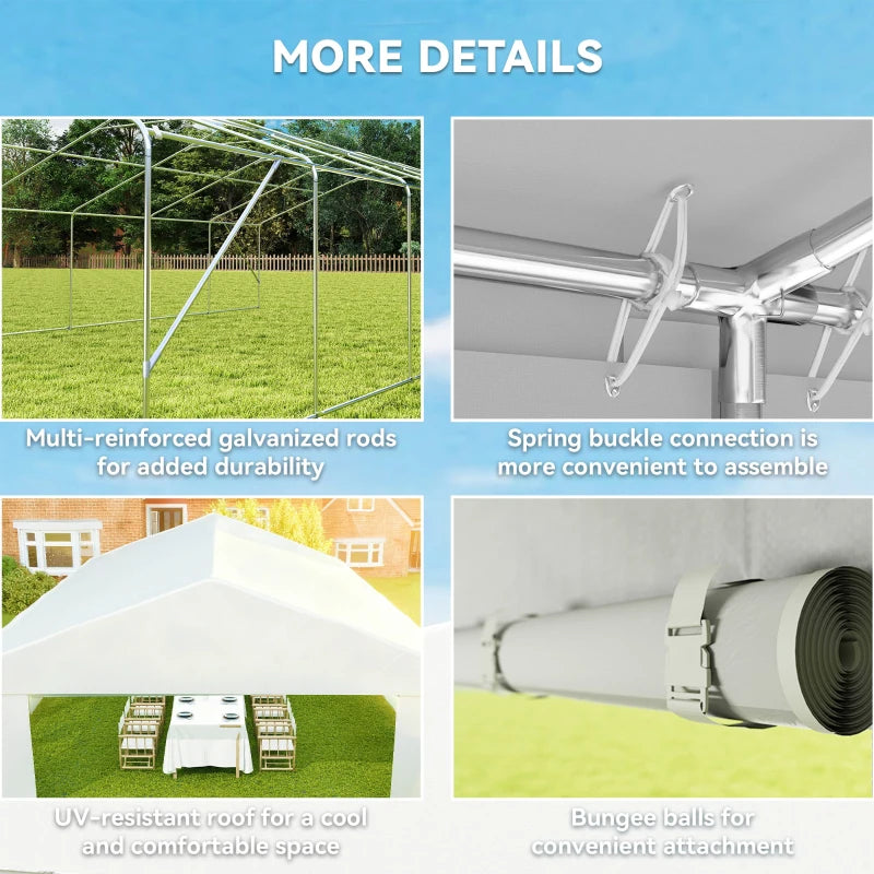 Large Outdoor Carport Canopy Party Tent with Removable Sidewalls - White