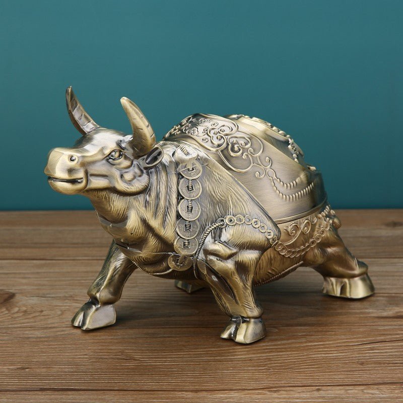 Decorative Ashtray with Anti-Fly Design - Retro Alloy Household Ornament