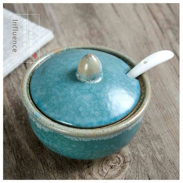 Ceramic Seasoning Bottle with Lid - Japanese Style Kitchen Jar - Multiple Series