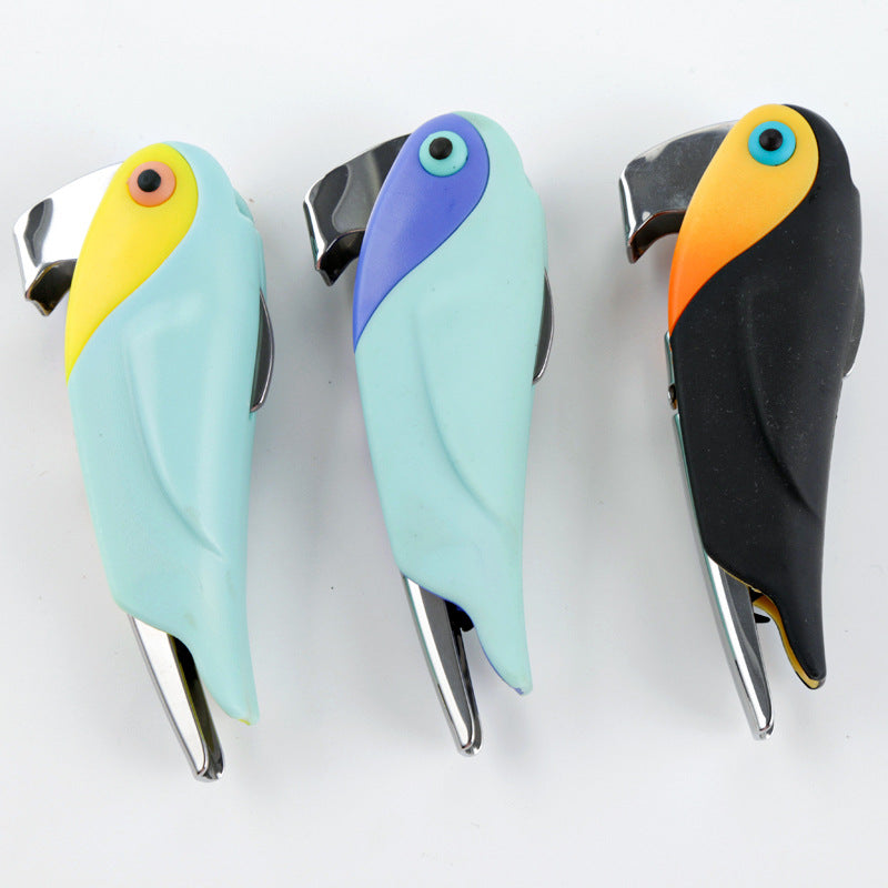 Multi-Function Stainless Steel Wine & Beer Opener with Parrot-Shaped Handle