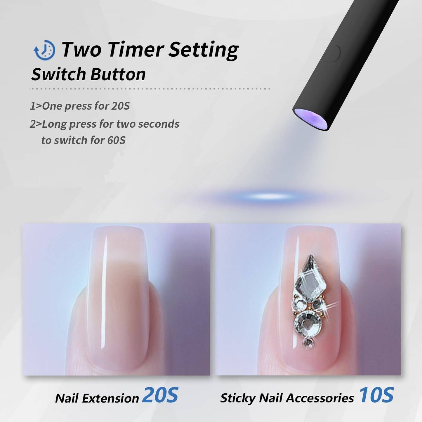 Portable Mini UV LED Nail Lamp with Foldable Stand - Black