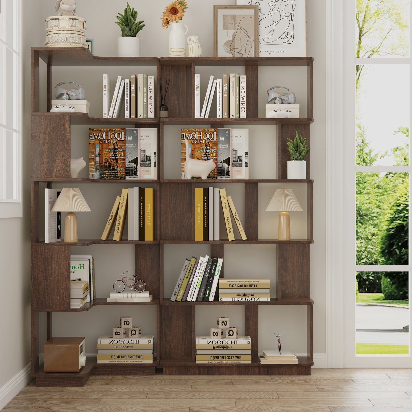 Set Of 2 Free Combination Bookcase Space Saving Corner Bookshelf 55cm