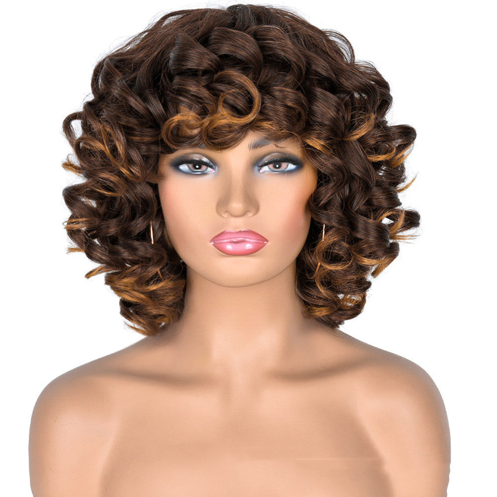 Women's Gradient Roman Volume Full Head Cover Wig - Synthetic, Curly Hair, 30cm Length