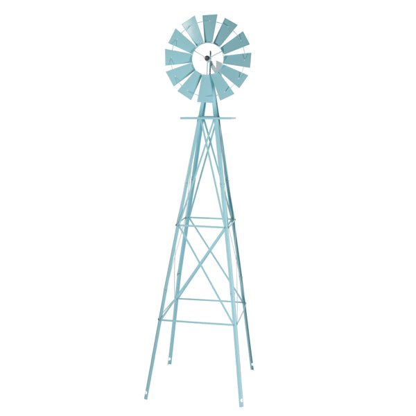 8ft Garden Windmill Wind Vane with Green Steel Construction