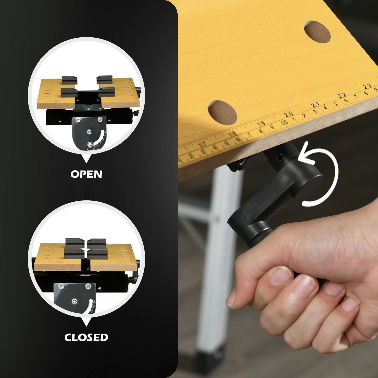 Adjustable Work Bench with Clamps & Steel Frame - Multi-Use Garage Table