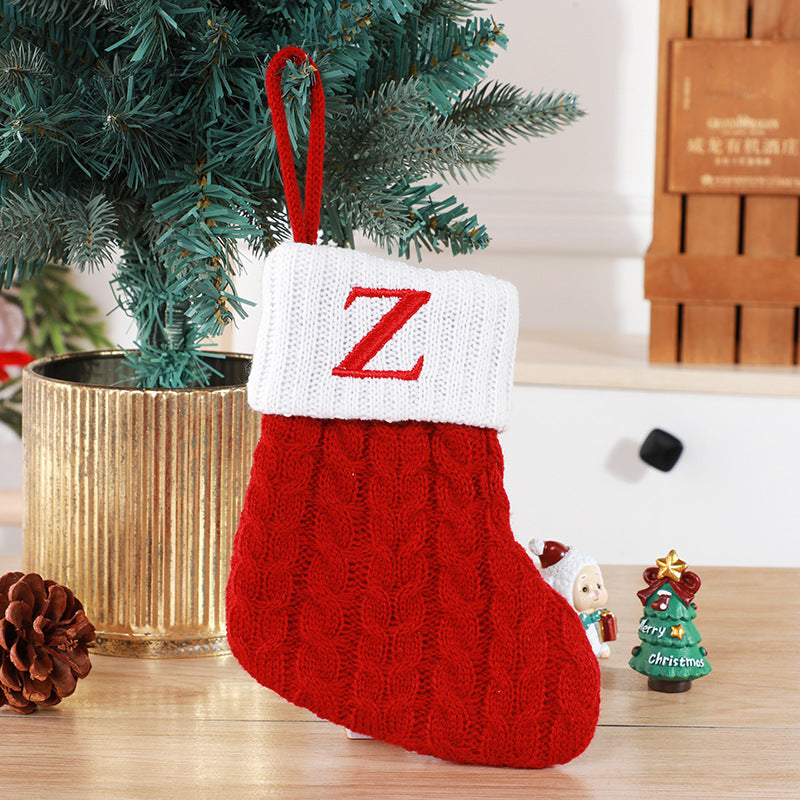 Christmas Stockings Decorative Wool Knitted Socks - Creative Tree Pendant