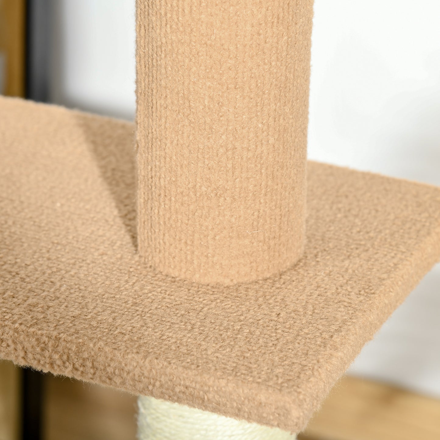 Floor-to-Ceiling Cat Tree Tower with Sisal Scratching Posts - Light Brown, 580x290x280 mm