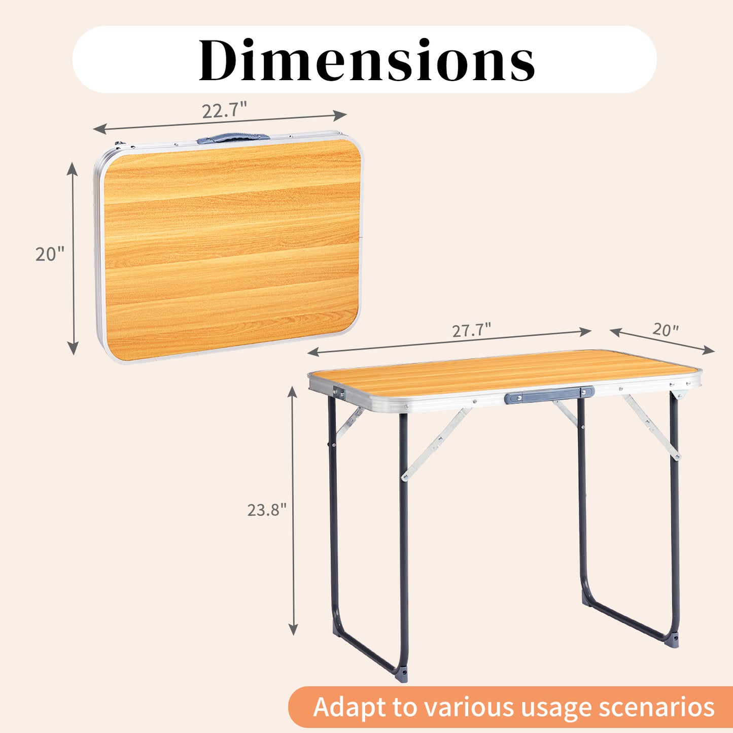 Portable Aluminum Folding Table - Lightweight Picnic Desk