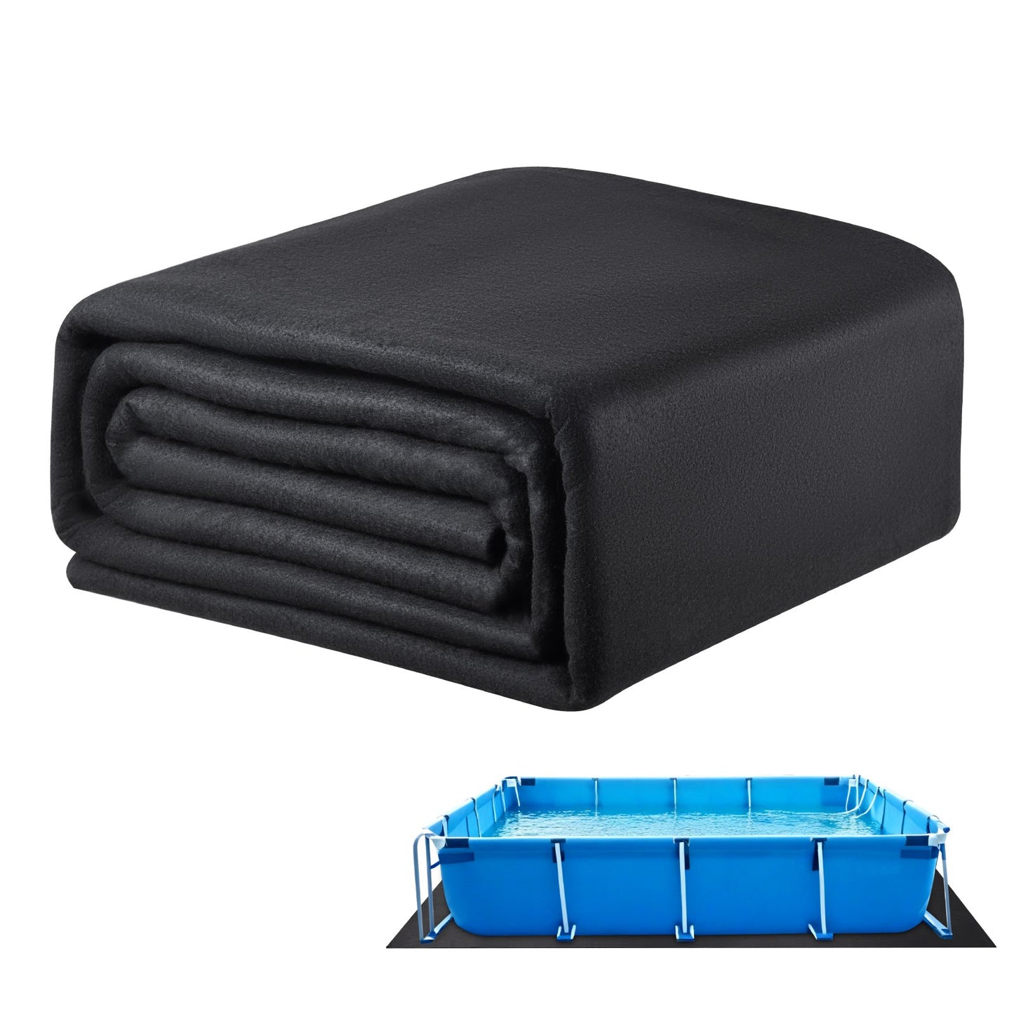 Heavy Duty Pool Liner Pad 16x32ft for Above Ground Pools - Puncture-Resistant Black