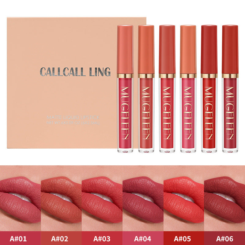 6-Piece Velvet Matte Liquid Lipstick Set - Long-Lasting Waterproof Lip Color