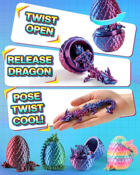 3D Printed Dragon Egg Set - 4 Vibrant Easter Basket Stuffers