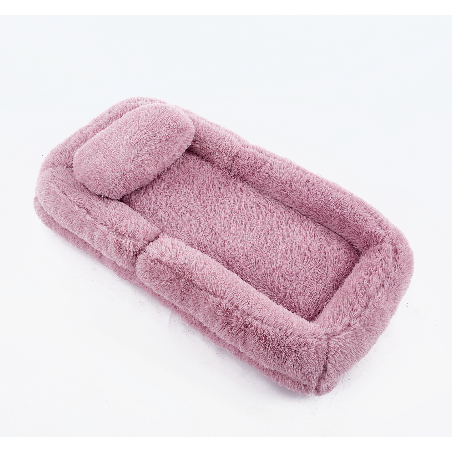 Adjustable Lazy Sofa Bed - Plush Fabric, Pink