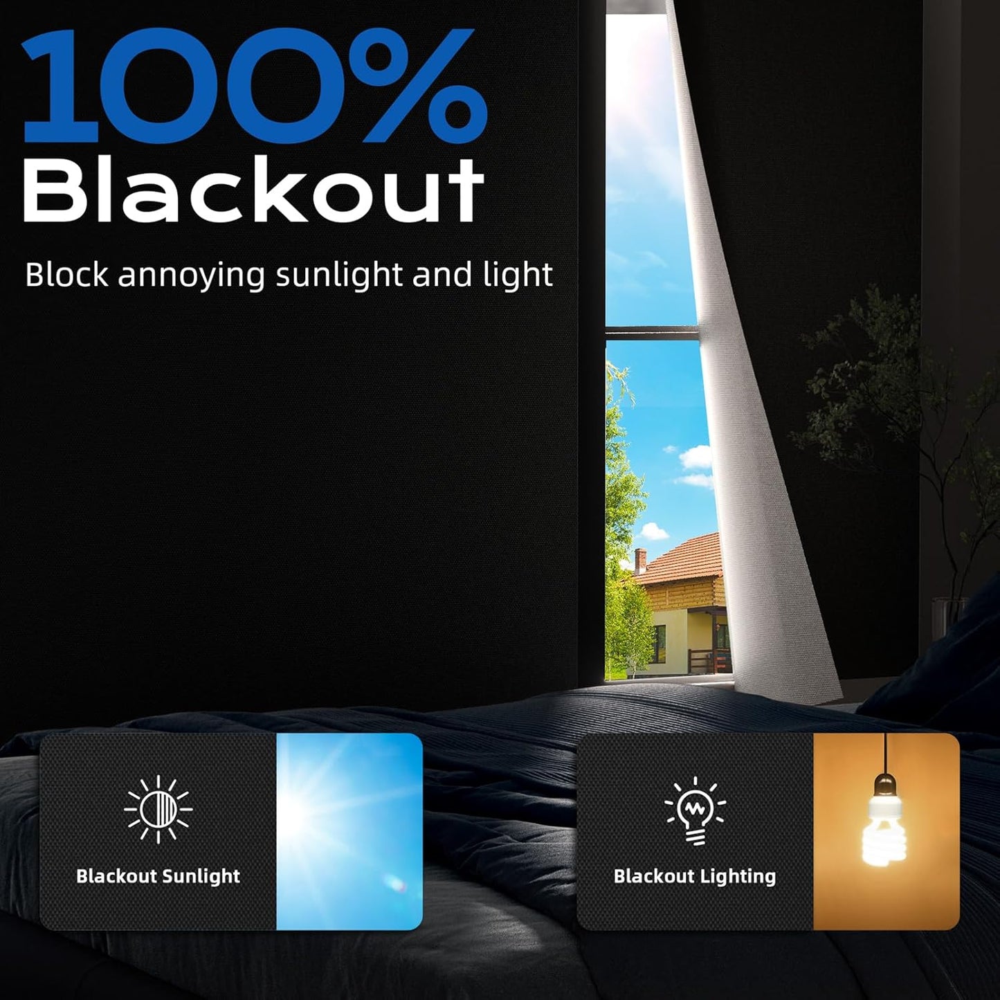 Portable Blackout Curtains - Oxford Cloth, Black