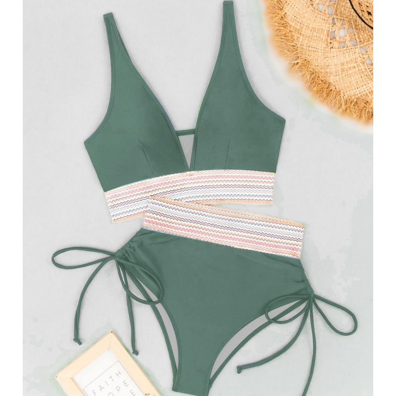High Waisted Two-Piece Bikini Set with Tummy Control