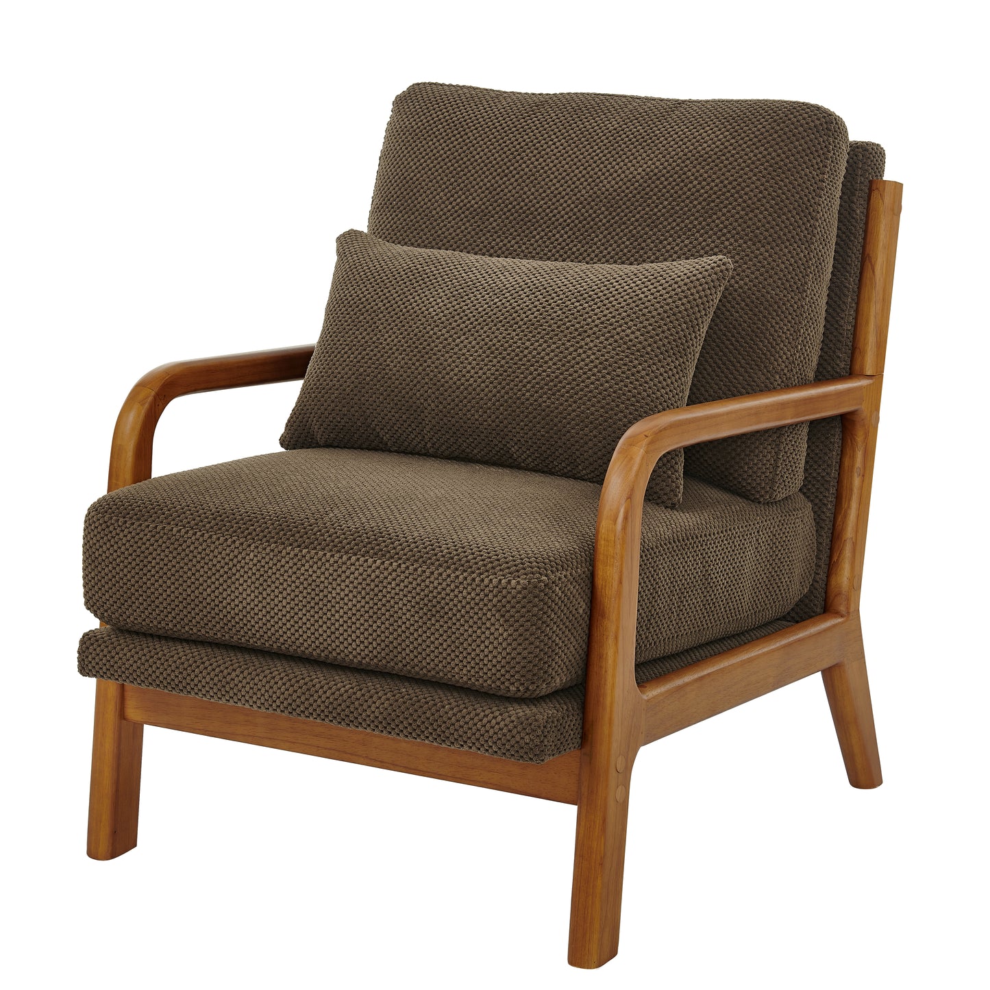 Mid-Century Modern Wooden Lounge Chair - Coffee Upholstery