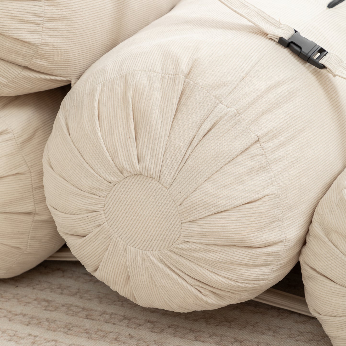 Adjustable Corduroy Floor Sofa - Beige Multi-Person Lounger