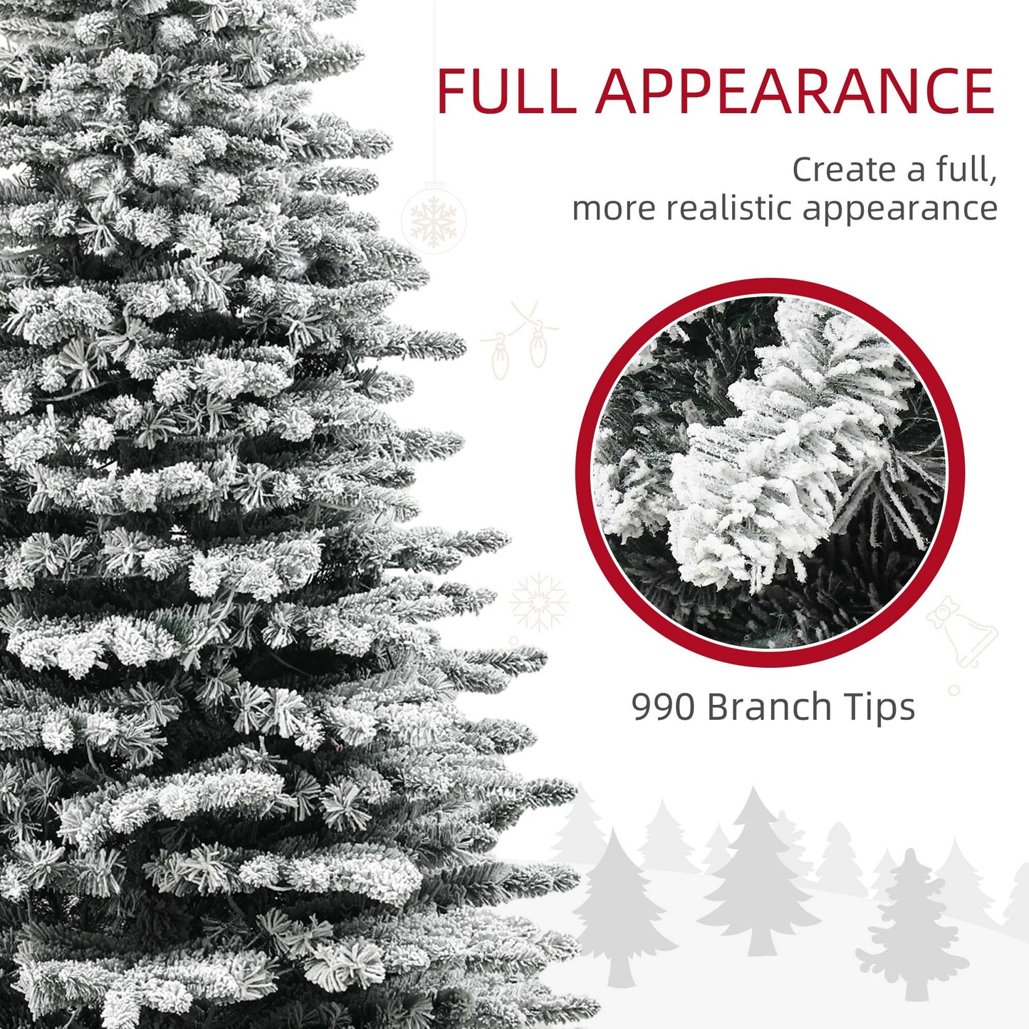 6.5ft Pre-Lit Snow Flocked Christmas Tree with 400 LED Lights