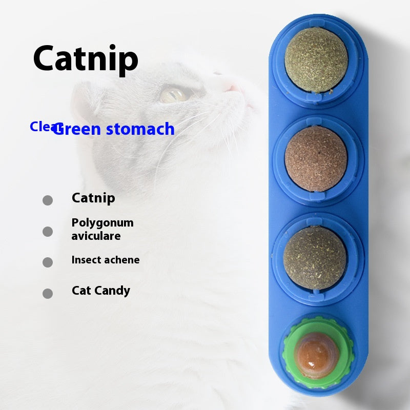 4-in-1 Rotating Catnip and Silver Vine Chew Toy Wall Mount for Cats