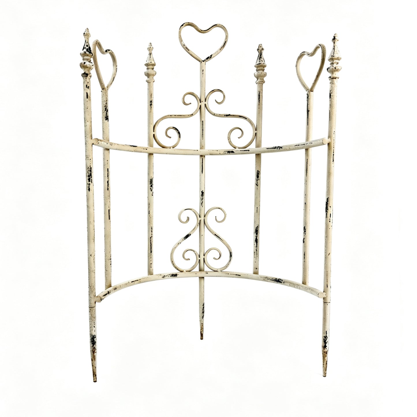 Decorative Iron Garden Fence Panels - Antique White, 2 Pcs