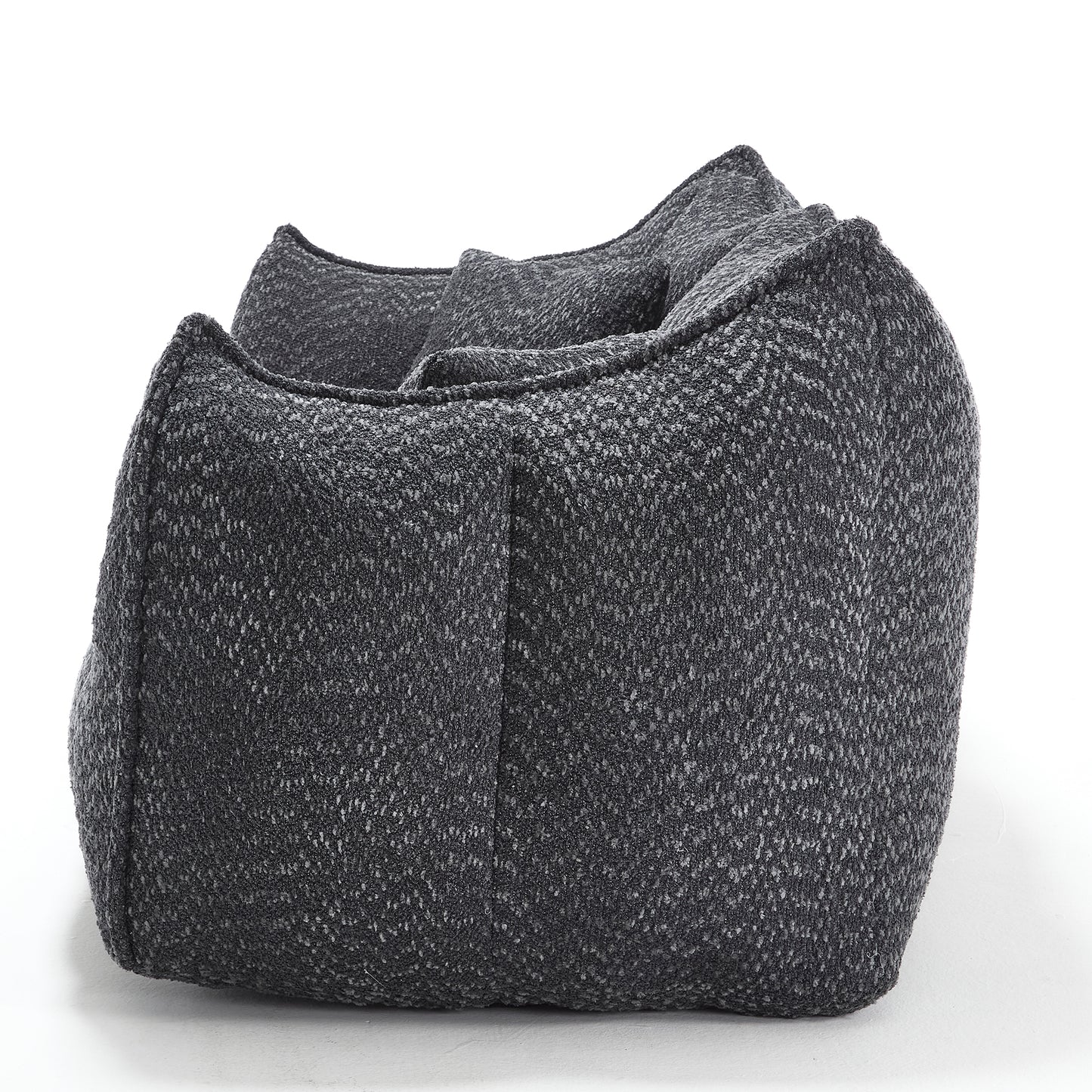 Comfortable Square Beanbag Chair for Two - Black Chenille
