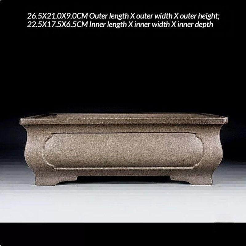 Handmade Antique-Style Rectangular Bonsai Pot - Yixing Clay 26.5x21x9 cm