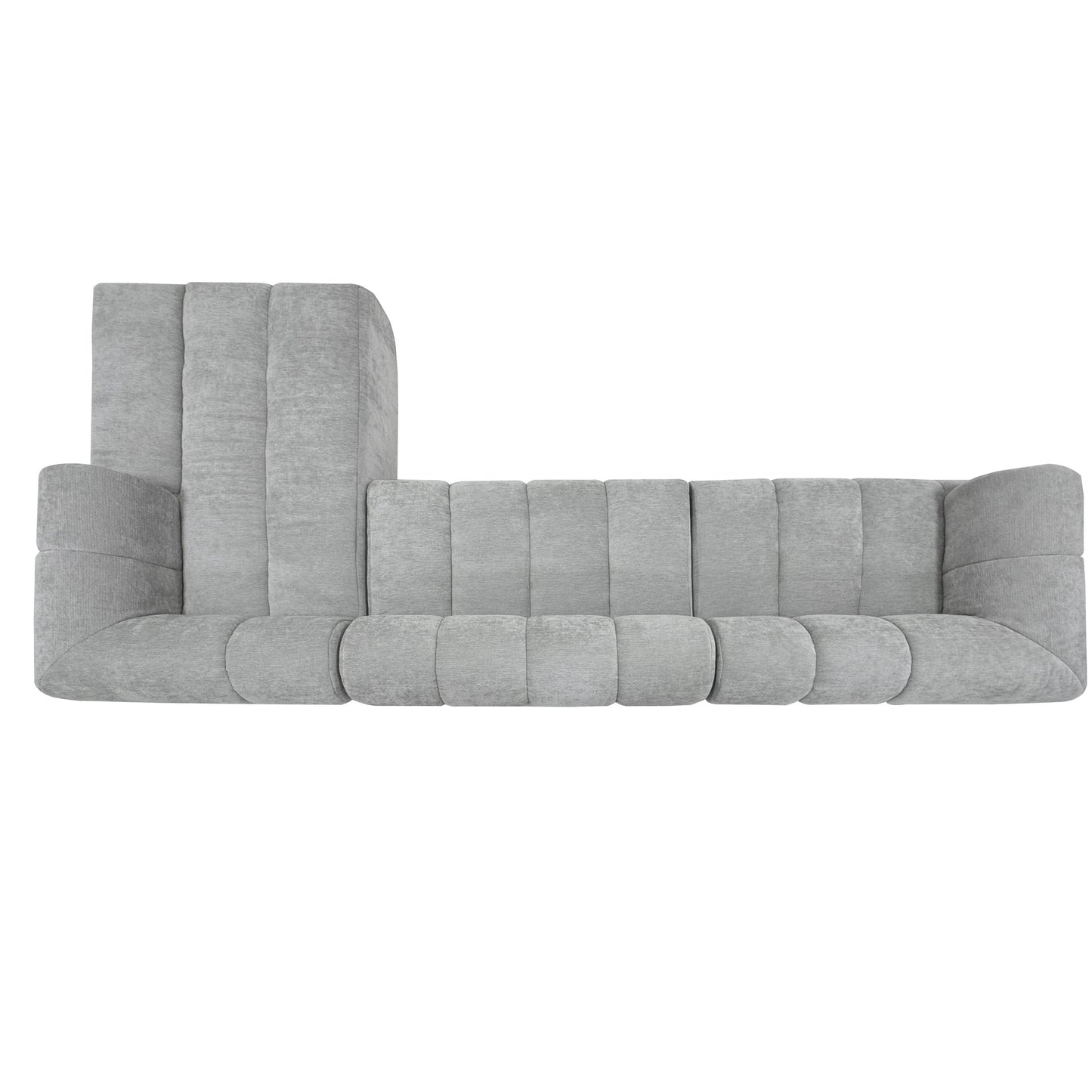 L-Shaped Sectional Sofa - Modern Grey Foam Couch with Chaise Lounge
