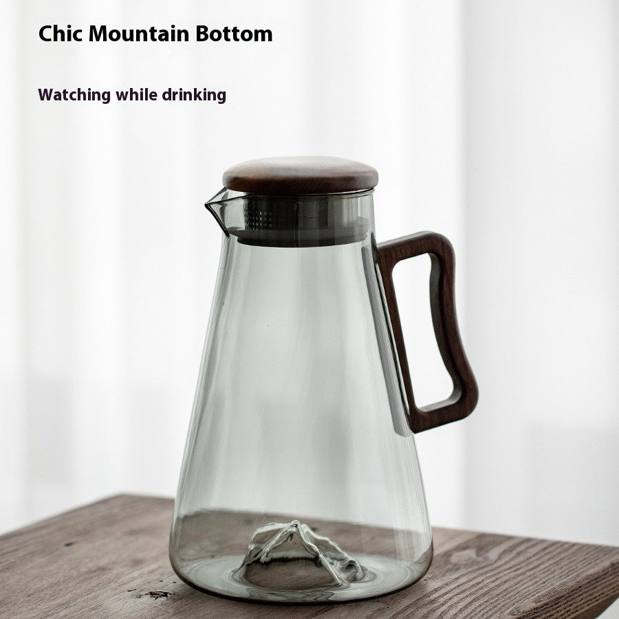 Large Capacity Borosilicate Glass Water Bottle with Wooden Handle - Multiple Styles & Quantities