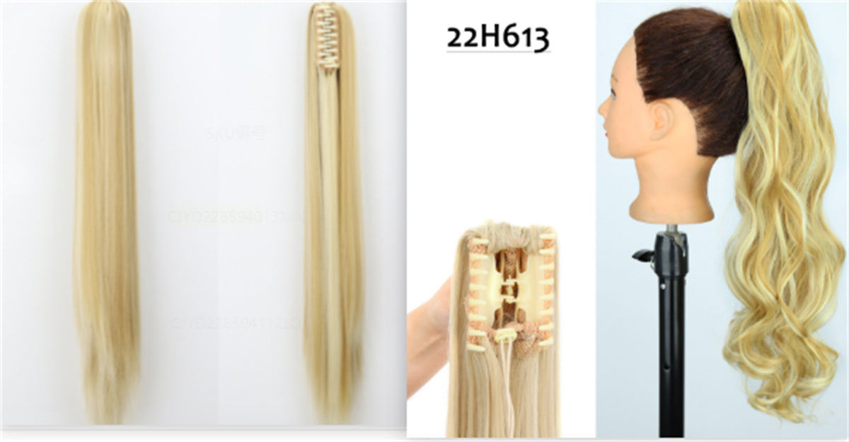 Long Straight Synthetic Wig with Ponytail Claw Clip - Chemical Fiber Hair Extension