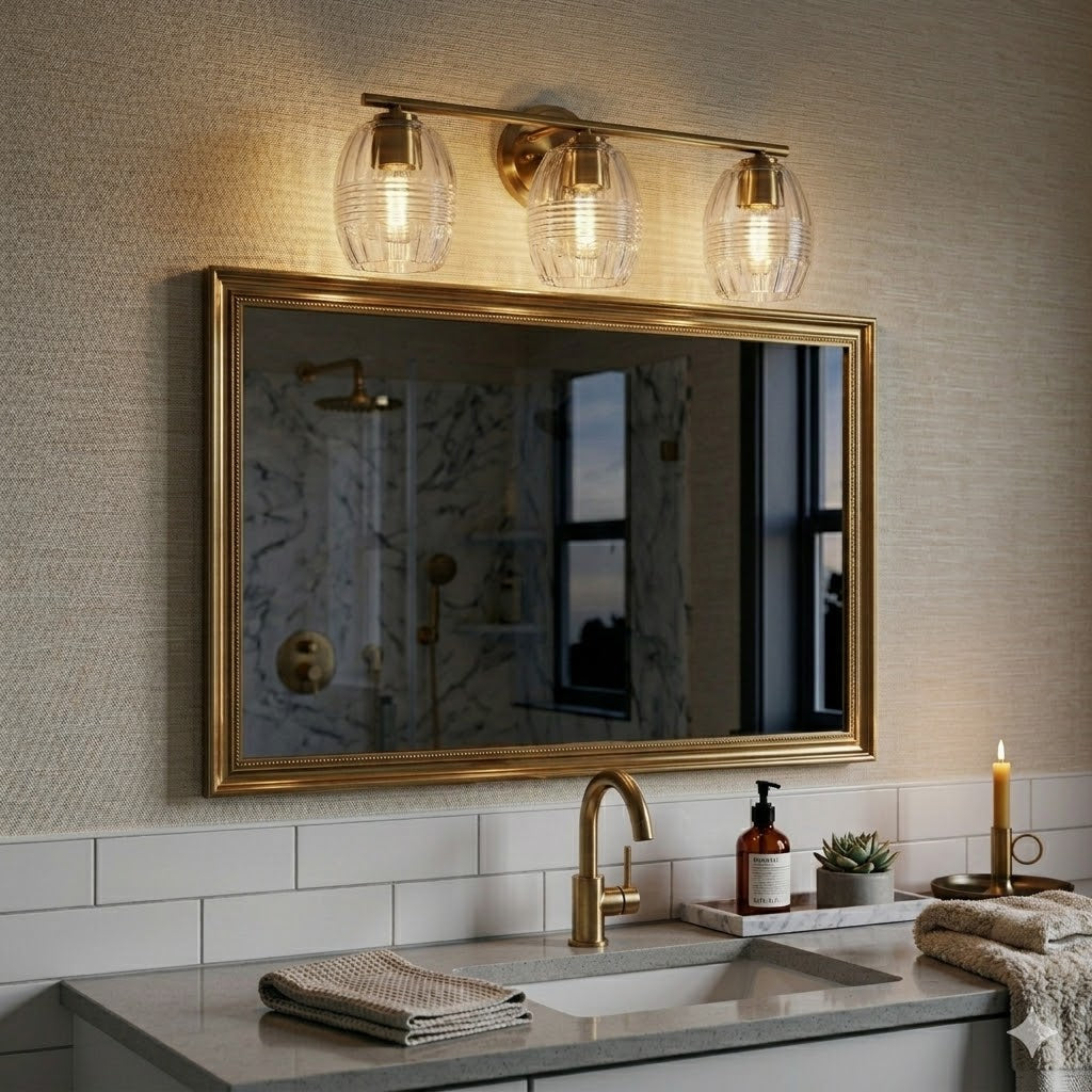Luster Three Lights Vanity With Clear Glass For Bathrooms Above