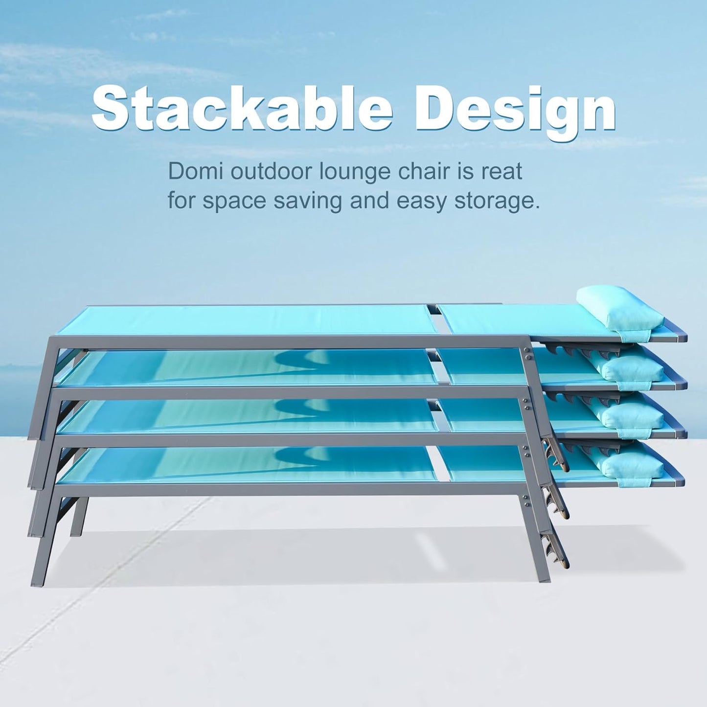 Patio Chaise Lounge Set, 3 Pieces Aluminum Adjustable Pool Chairs