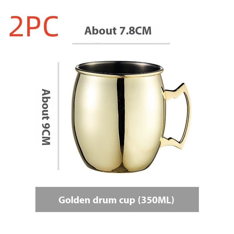 Stainless Steel Moscow Mule Cup Set - Copper Plated Drinkware for Bar & Home