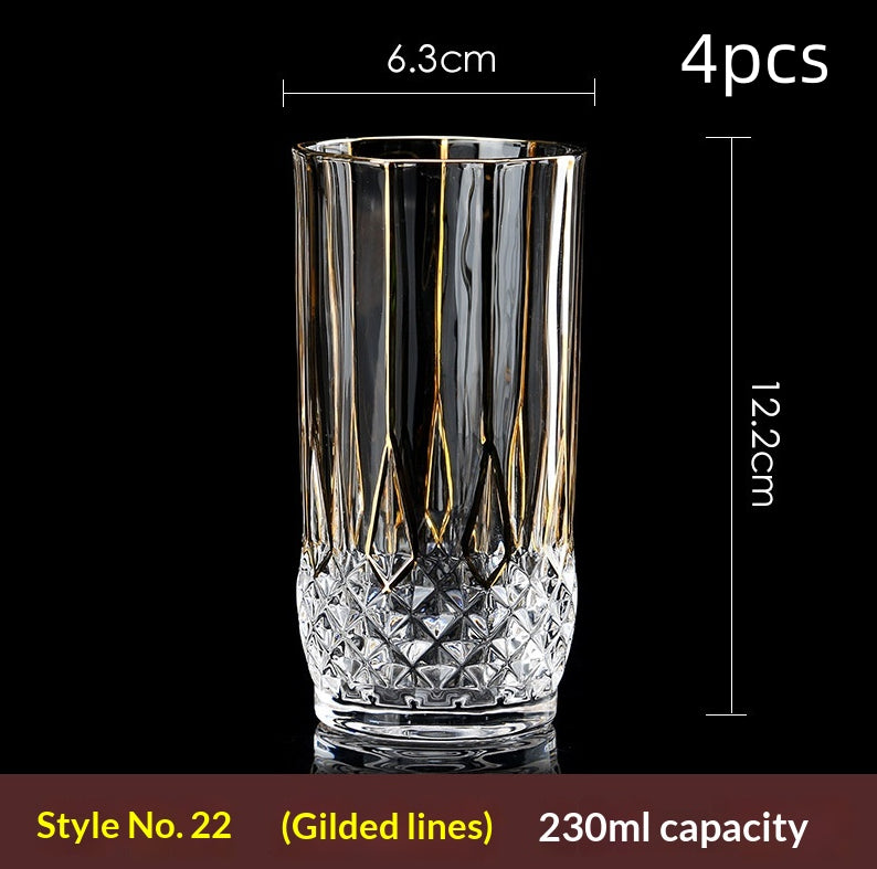 Large Gold-Trimmed Gin Crystal Glass - Vintage Drinkware for Bar & Kitchen