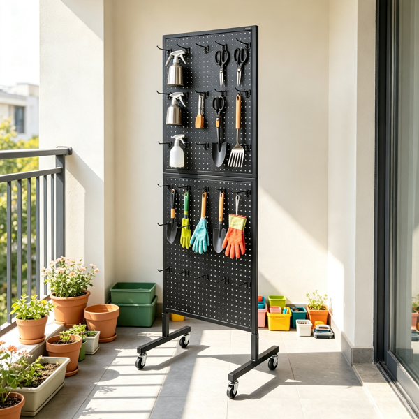 Standing Pegboard Display Stand with 30 Hooks for Grocery & Jewelry Shops - 23.6x63 Inches